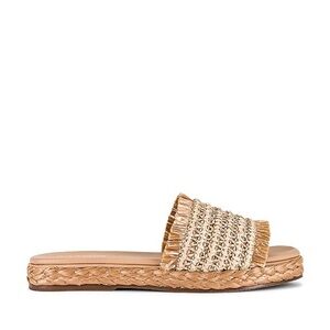 KAANAS Conchal Sandal in Natural WOVEN SLIDES RAFFIA 9